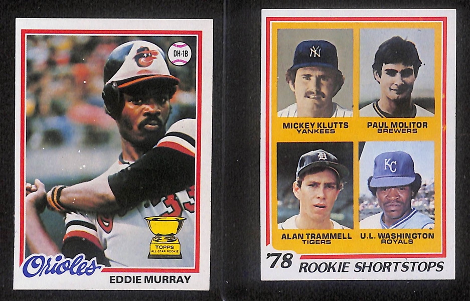 1978 Topps Baseball Complete Set with Murray, Molitor, and Trammell Rookie Cards