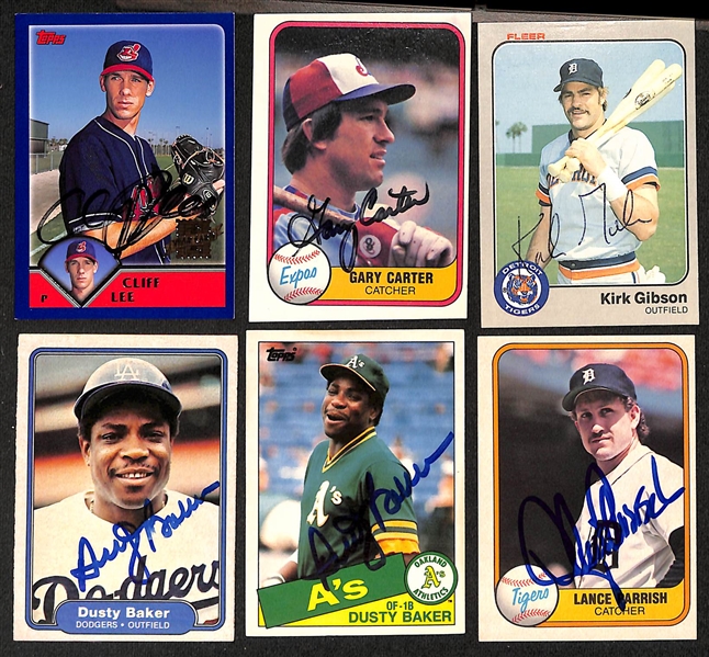 Lot of (700+) Signed Baseball Cards including Cliff Lee, Gary Carter, Kirk Gibson, (2) Dusty Baker, Tim Raines, and more (Beckett BAS Reviewed)