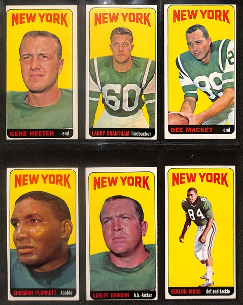 Lot of (56) 1965 Topps Football Tall Boy Cards inc. Don Maynard, Jim Otto,  +