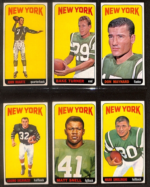 Lot of (56) 1965 Topps Football Tall Boy Cards inc. Don Maynard, Jim Otto,  +