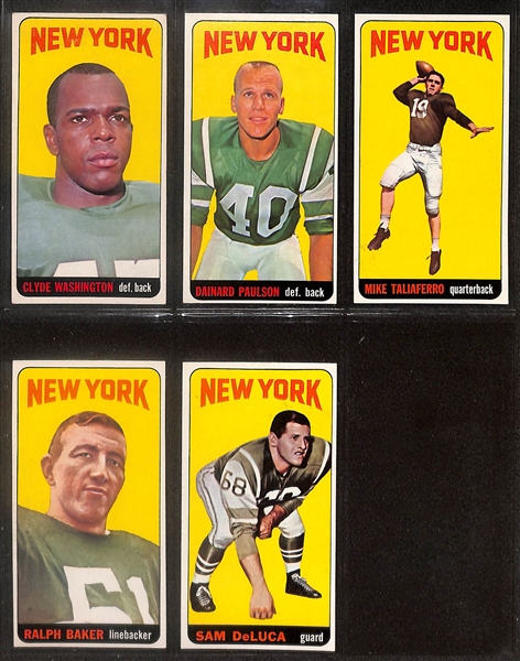 Lot of (56) 1965 Topps Football Tall Boy Cards inc. Don Maynard, Jim Otto,  +