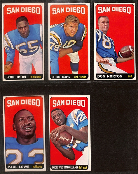 Lot of (56) 1965 Topps Football Tall Boy Cards inc. Don Maynard, Jim Otto,  +