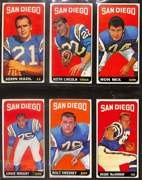 Lot of (56) 1965 Topps Football Tall Boy Cards inc. Don Maynard, Jim Otto,  +