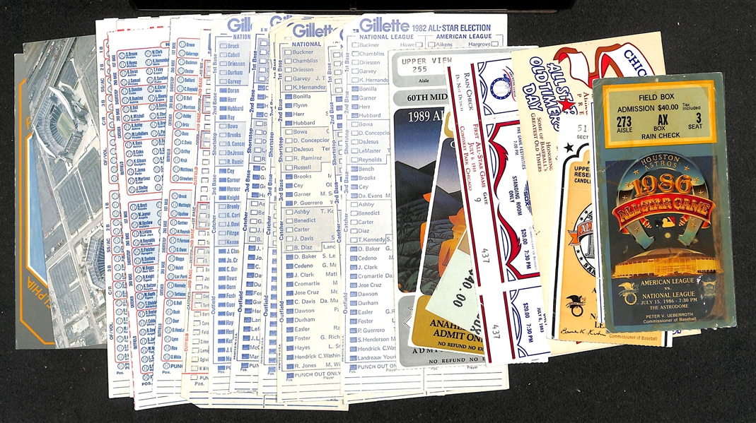 Lot of (20+) MLB All Star Game Items from the 1980s w. Tickets, Ballots, and Postcards