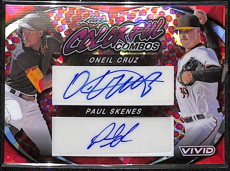 2023 Leaf Vivid Paul Skenes & Oneil Cruz Dual Autograph Rookie Card #3/8 (Pirates Superstar Rookies!)