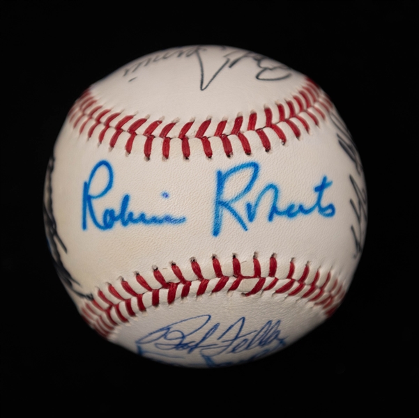 Lot of (2) Multi Signed Old Timers Baseballs w. Mays, Carlton, Feller, & Roberts (Beckett BAS Reviewed)