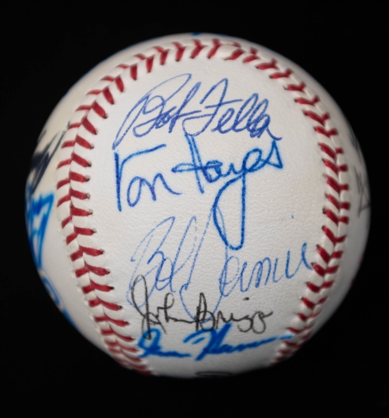 Lot of (2) Multi Signed Old Timers Baseballs w. Mays, Carlton, Feller, & Roberts (Beckett BAS Reviewed)