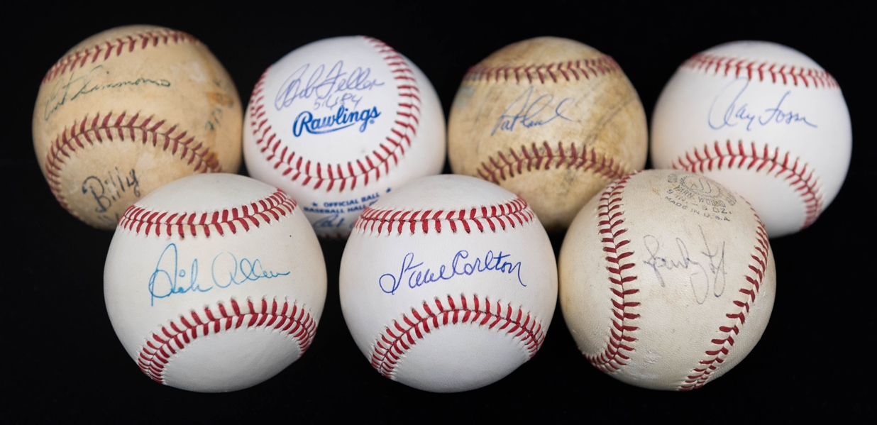 Lot of (7) Signed Baseballs w. Carlton, Allen, Feller, & Lyle (Beckett BAS Reviewed)