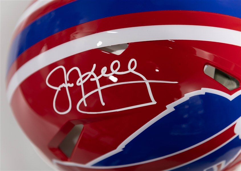 Jim Kelly Buffalo Bills Authentic Throwback Signed Red Full Size Speed Helmet Beckett BAS Witness Sticker of Authenticity