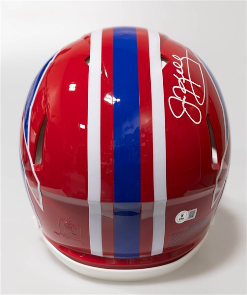 Jim Kelly Buffalo Bills Authentic Throwback Signed Red Full Size Speed Helmet Beckett BAS Witness Sticker of Authenticity