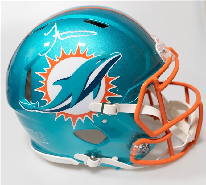 Tyreke Hill Miami Dolphins Authentic Signed Full Size Flash Speed Helmet Beckett BAS Witness Sticker of Authenticity