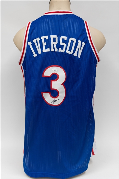 Allen Iverson Signed Replica Philadelphia 76ers Blue Jersey (JSA COA)