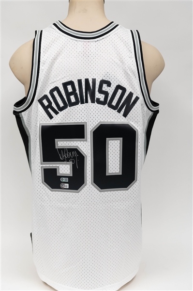 David Robinson Signed Official Hardwood Classics NBA Swingman Spurs White Jersey w/ Tags (Beckett COA)