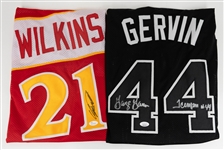 Lot of (2) Signed Replica Jerseys - Dominique Wilkins Atlanta Hawks, George Gervin Tribute (JSA COA)