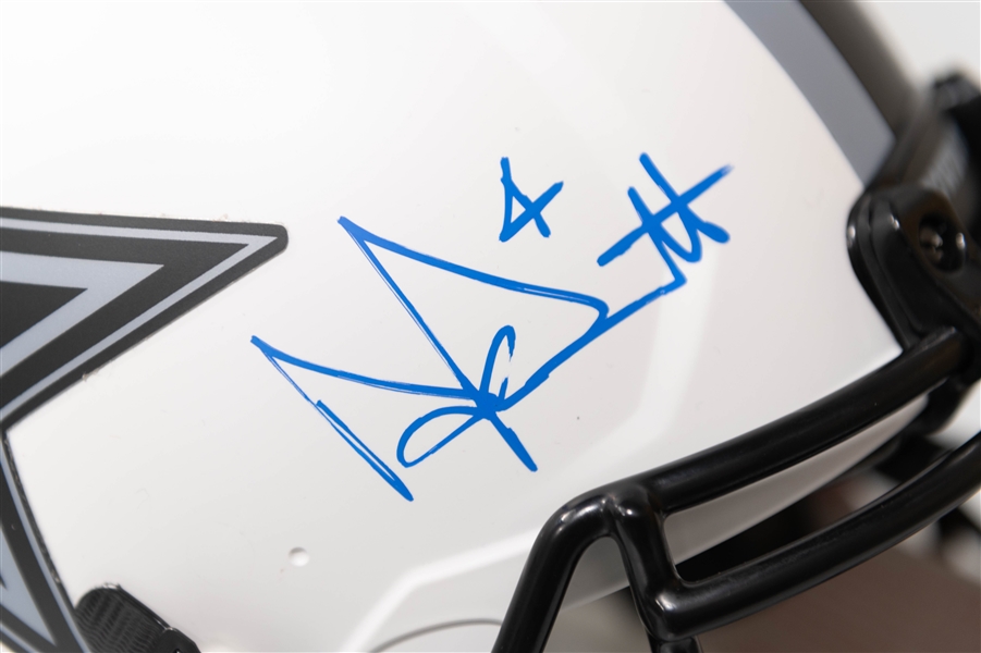 Dak Prescott Autographed/Signed Full Size Dallas Cowboys Authentic Lunar Speed Helmet Beckett/BAS Witnessed Sticker of Authenticity!