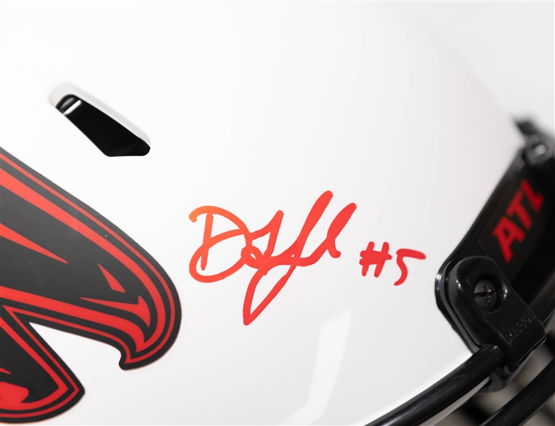 Drake London Autographed/Signed Full Size Atlanta Falcons Authentic Lunar Speed Helmet - Beckett/BAS Witnessed Sticker of Authenticity!