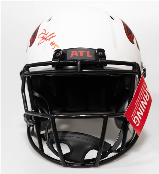 Drake London Autographed/Signed Full Size Atlanta Falcons Authentic Lunar Speed Helmet - Beckett/BAS Witnessed Sticker of Authenticity!