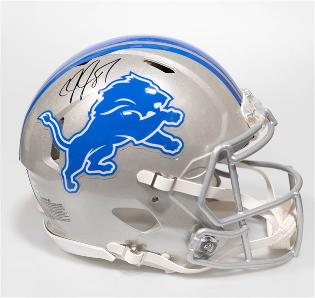 Calvin Johnson Autographed/Signed Full Size Detroit Lions Authentic Speed Proline Helmet - Beckett/BAS Witnessed Sticker of Authenticity!