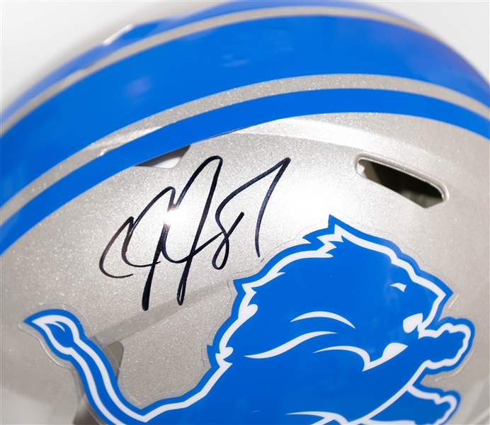 Calvin Johnson Autographed/Signed Full Size Detroit Lions Authentic Speed Proline Helmet - Beckett/BAS Witnessed Sticker of Authenticity!