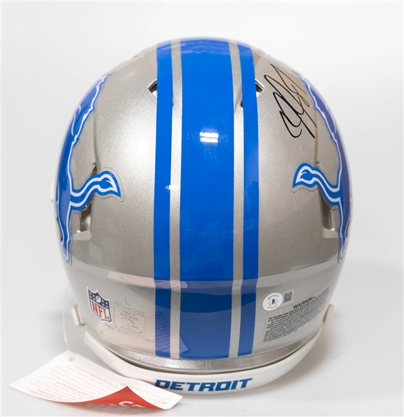 Calvin Johnson Autographed/Signed Full Size Detroit Lions Authentic Speed Proline Helmet - Beckett/BAS Witnessed Sticker of Authenticity!