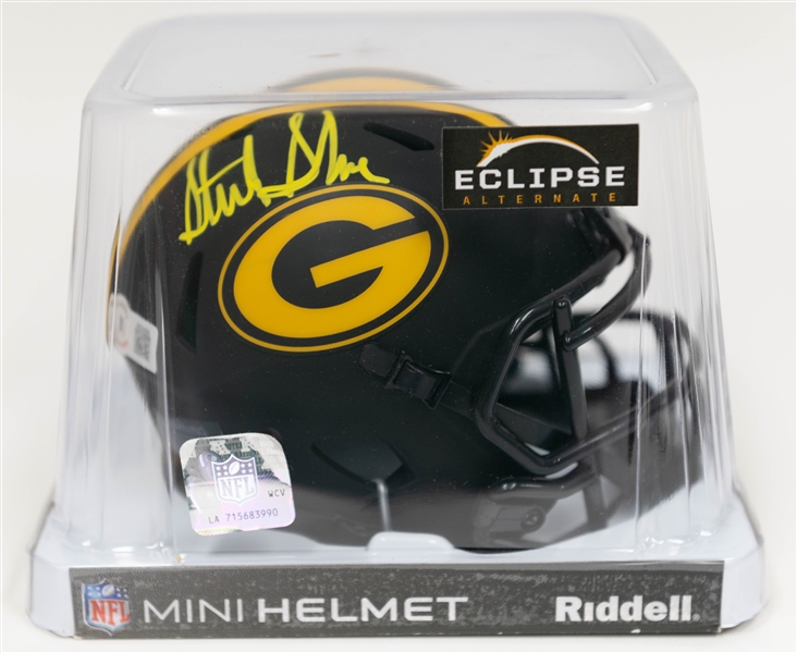 Lot of (3) Signed NFL Mini Helmets- Sterling Sharpe Eclipse Helmet, Isaac Bruce Flash Helmet, Matt Leinart Speed Helmet (Beckett BAS Reviewed)