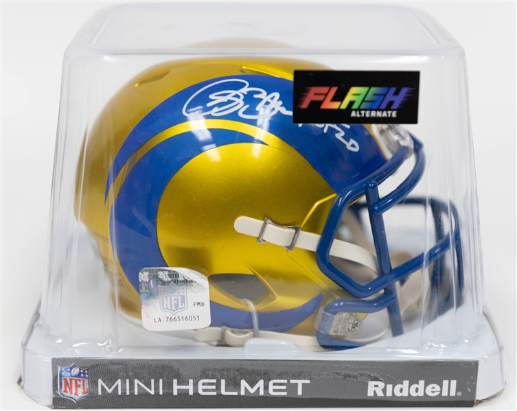 Lot of (3) Signed NFL Mini Helmets- Sterling Sharpe Eclipse Helmet, Isaac Bruce Flash Helmet, Matt Leinart Speed Helmet (Beckett BAS Reviewed)