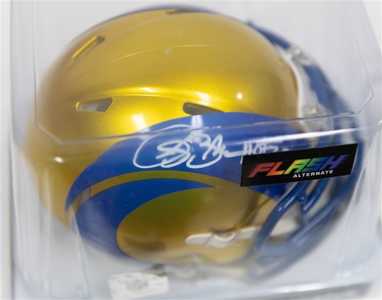 Lot of (3) Signed NFL Mini Helmets- Sterling Sharpe Eclipse Helmet, Isaac Bruce Flash Helmet, Matt Leinart Speed Helmet (Beckett BAS Reviewed)