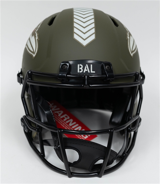 Ray Lewis Autographed/Signed Full Size Baltimore Raven Salute to Service Authentic Speed Helmet - Beckett/BAS Witnessed Sticker of Authenticity!