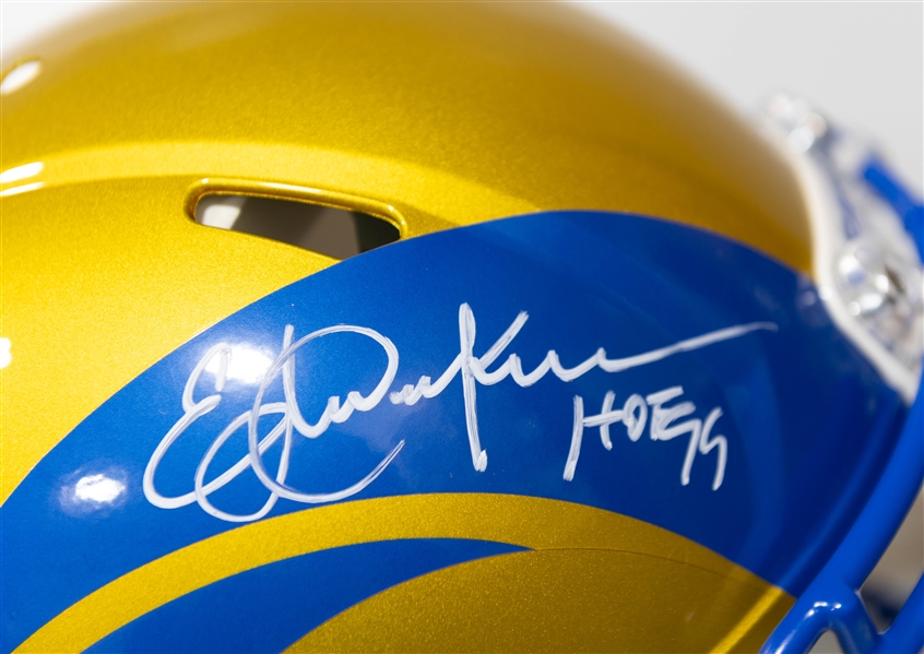 Eric Dickerson Autographed/Signed Full Size Rams HOF '99 Authentic Speed Helmet Beckett/BAS Witnessed Sticker of Authenticity!