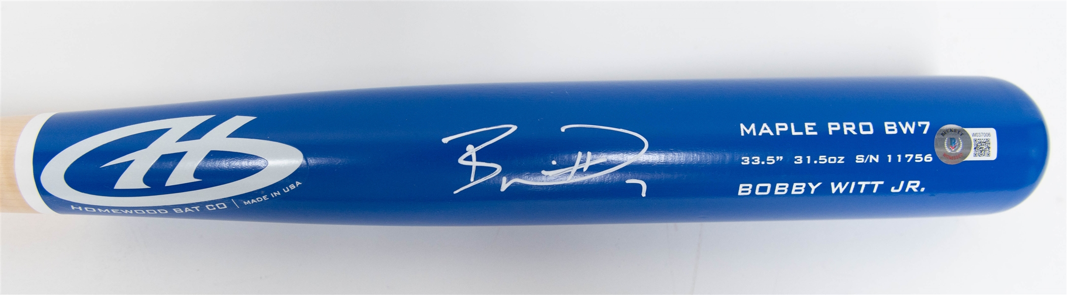 Bobby Witt Jr. Autographed/Signed Kansas City Royals Homewood Bat Co Baseball Batg w. Beckett/BAS Witnessed Sticker of Authenticity!