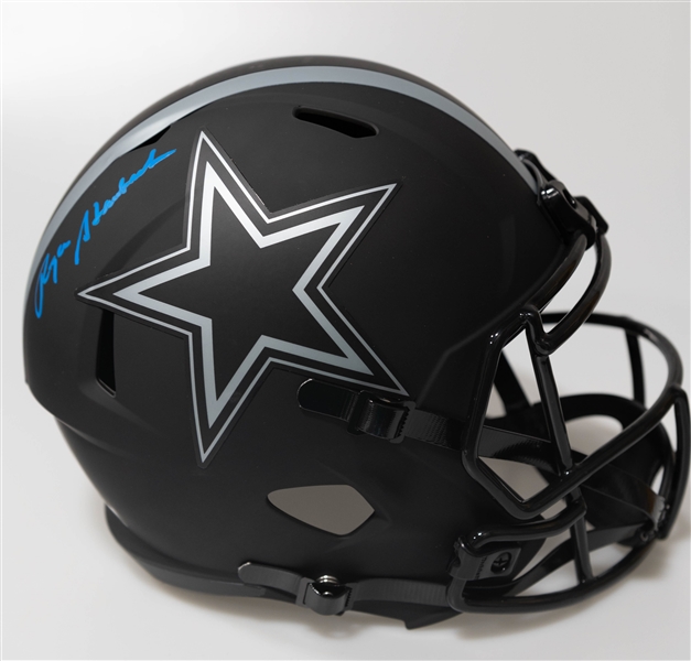 Roger Staubach Autographed/Signed Full Size Dallas Cowboy Eclipse Replica Helmet Beckett/BAS Witnessed Sticker of Authenticity!