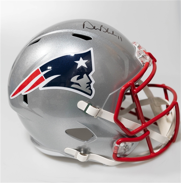 Drew Bledsoe Autographed/Signed Full Size New England Patriot Riddell Replica Helmet Beckett/BAS Witnessed Sticker of Authenticity!