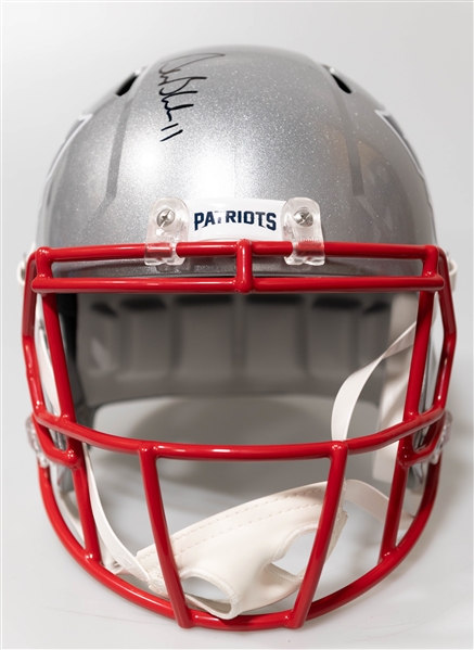 Drew Bledsoe Autographed/Signed Full Size New England Patriot Riddell Replica Helmet Beckett/BAS Witnessed Sticker of Authenticity!