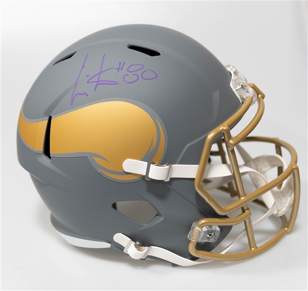 Chris Carter Autographed/Signed Full Size Minnesota Viking Slate Riddell Replica Helmet Beckett/BAS Witnessed Sticker of Authenticity!