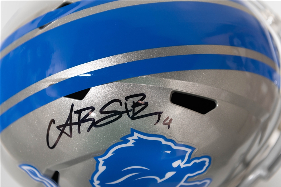 Amon-Ra St. Brown Autographed/Signed Full Size Detroit Lions Riddell Replica Riddell Helmet Beckett/BAS Witnessed Sticker of Authenticity!