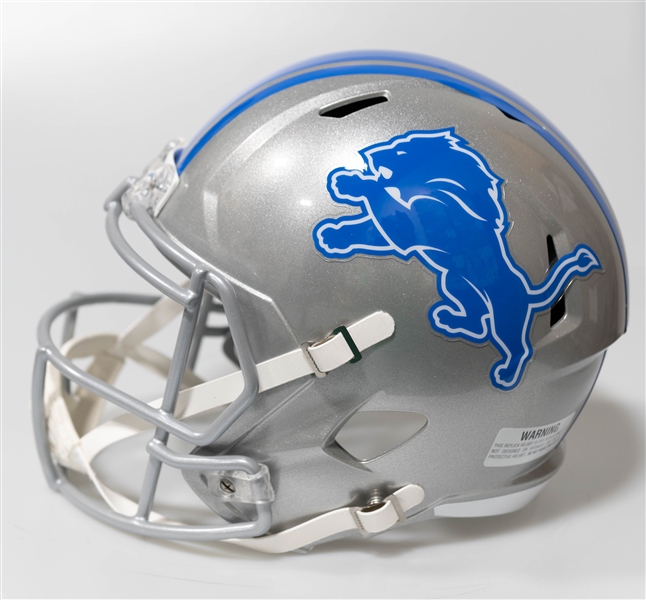 Amon-Ra St. Brown Autographed/Signed Full Size Detroit Lions Riddell Replica Riddell Helmet Beckett/BAS Witnessed Sticker of Authenticity!