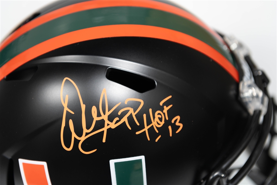 Warren Sapp Autographed/Signed Full Size Miami Hurricane Replica Riddell Helmet - Beckett/BAS Witnessed Sticker of Authenticity!