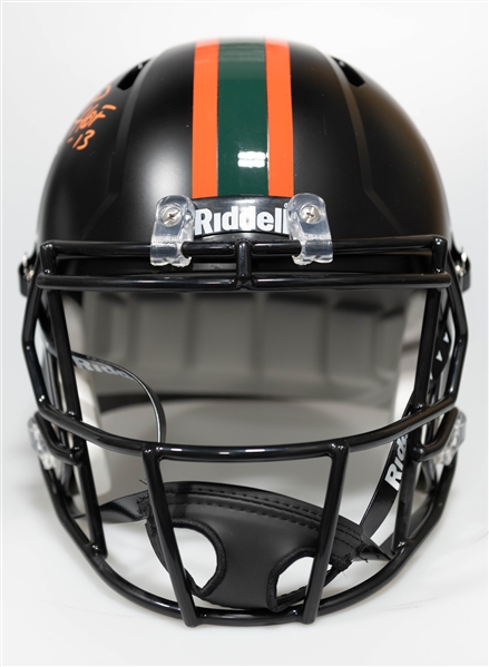 Warren Sapp Autographed/Signed Full Size Miami Hurricane Replica Riddell Helmet - Beckett/BAS Witnessed Sticker of Authenticity!