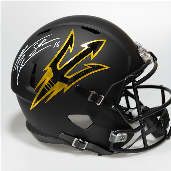 Jake Plummer Autographed/Signed Full Size Arizona State Sun Devil Matte Black Riddell Helmet - Beckett/BAS Witnessed Sticker of Authenticity!