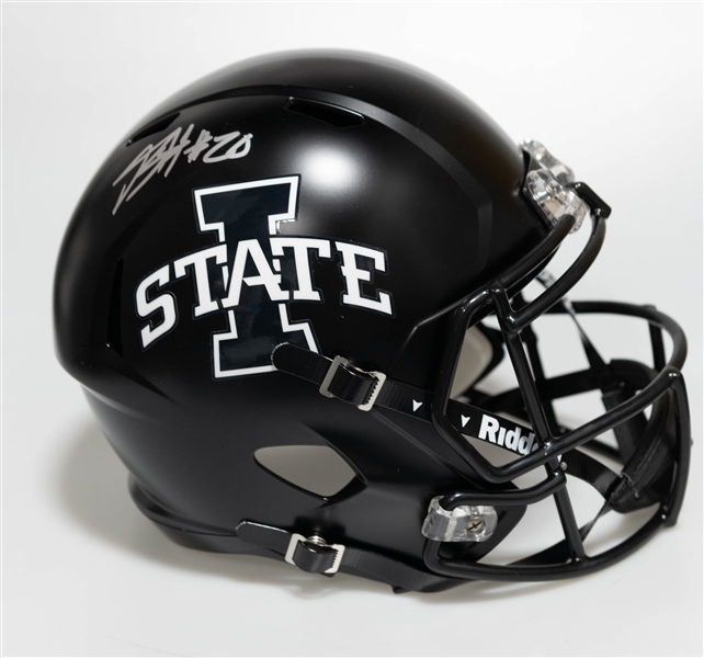 Breece Hall Autographed/Signed Full Size Iowa State Cyclones Black Matte Riddell Helmet - Fanatics Authenticity!