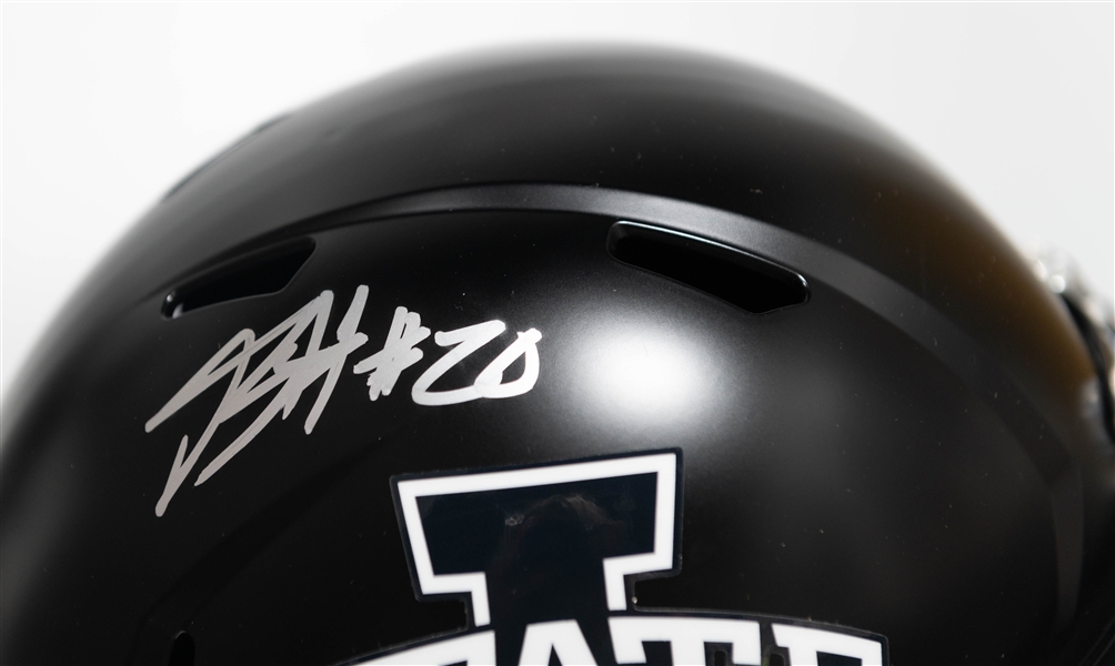 Breece Hall Autographed/Signed Full Size Iowa State Cyclones Black Matte Riddell Helmet - Fanatics Authenticity!