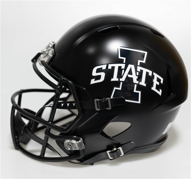 Breece Hall Autographed/Signed Full Size Iowa State Cyclones Black Matte Riddell Helmet - Fanatics Authenticity!