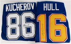 Lot of (2) Autographed/Signed Hockey Jerseys inc. Brett Hull St. Louis Blues - PSA/DNA Certification