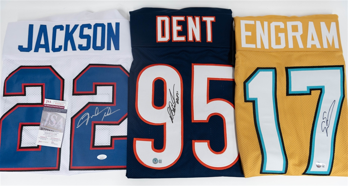 Lot of (3) Autographed/Signed Football Jerseys inc. Richard Dent, Evan Engram, & Fred Jackson - All Certified!