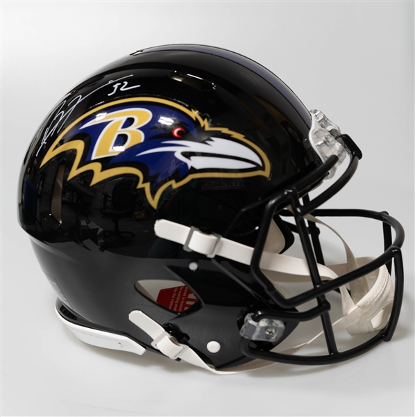 Ray Lewis Baltimore Ravens Authentic Signed Full Size Football Helmet - Beckett BAS Witness Sticker of Authenticity