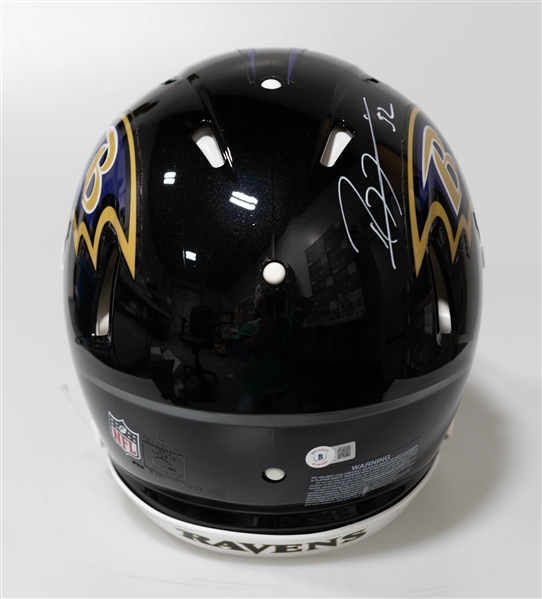 Ray Lewis Baltimore Ravens Authentic Signed Full Size Football Helmet - Beckett BAS Witness Sticker of Authenticity