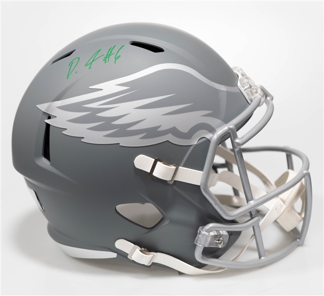 DeVante Smith Autographed/Signed Full Size Philadelphia Eagles Slate Riddell Replica Helmet Fanatics Authenticity!