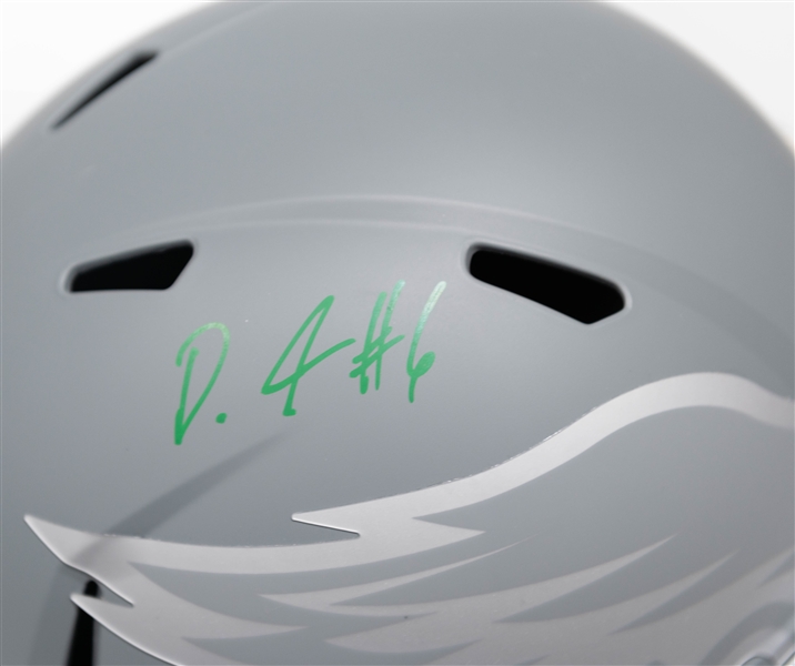 DeVante Smith Autographed/Signed Full Size Philadelphia Eagles Slate Riddell Replica Helmet Fanatics Authenticity!