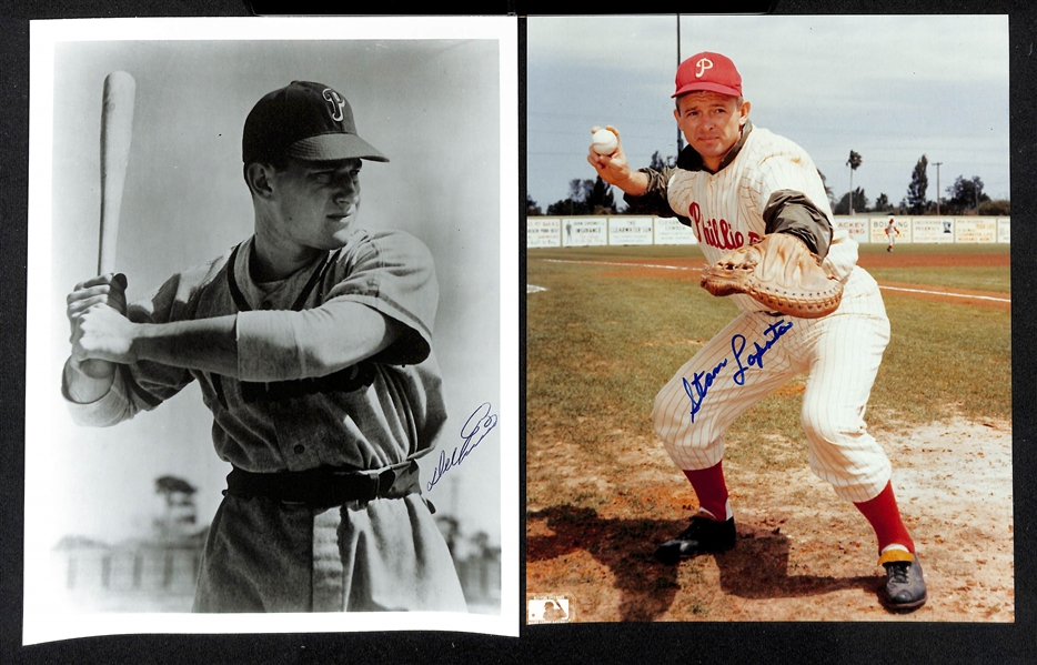 Lot of (9) 1950s Phillies Signed 8x10 Photos including (2) Robin Roberts, Ganny Hamner, Dal Ennis, and more (Beckett BAS Reviewed)