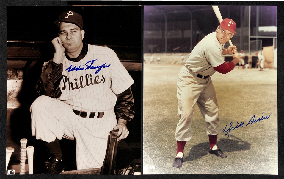 Lot of (9) 1950s Phillies Signed 8x10 Photos including (2) Robin Roberts, Ganny Hamner, Dal Ennis, and more (Beckett BAS Reviewed)